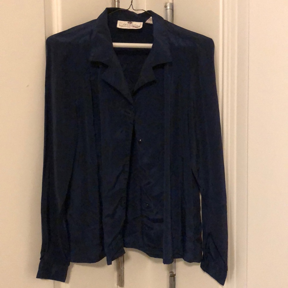 Navy blue blouse.